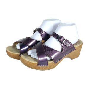 Dansko Women's EU41 US10-10,5 Metallic Purple Patent Leather Wedg Clogs Sandals